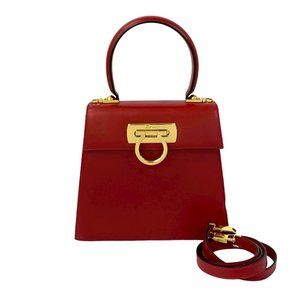 SALVATORE FERRAGAMO Red Leather Shoulder Bag